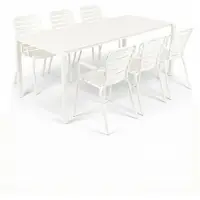 Zuiver Vondel Tuinset - Tuintafel en 6 Stoelen met armleuning - Wit