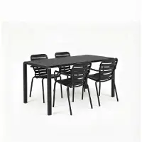 Zuiver Vondel Tuinset - Tuintafel en 4 Stoelen met armleuning - Zwart