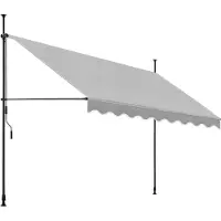 TecTake - klemluifel - Zonnescherm – Zonneluifel - Verstelbaar - Klem-zonwering - Zonnescherm Balkon - 350 x 180 cm - lichtgrijs – zonwering - 404967