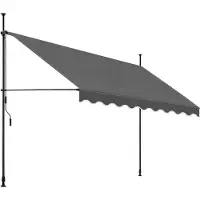 TecTake - klemluifel - Zonnescherm – Zonneluifel - Verstelbaar - Klem-zonwering - Zonnescherm Balkon - 350 x 180 cm - zwartgrijs – zonwering - 404968