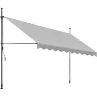 TecTake - klemluifel - Zonnescherm – Zonneluifel - Verstelbaar - Klem-zonwering - Zonnescherm Balkon - 400 x 180 cm - lichtgrijs – zonwering - 404970
