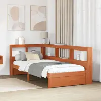 Prolenta Maison Exclusive - Boekenrek-bed met hoofdeinde met opbergruimte, gemaakt van massief grenenhout
