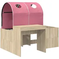 vidaXL Bed met Tunnel 3 st Sonoma eiken en roze Bewerkt hout
