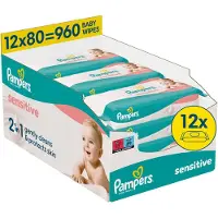 Pampers Sensitive Babydoekjes - 12 Verpakkingen Van 80 Doekjes = 960 Billendoekjes