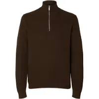 SELECTED MEN Halve Ritssluiting Sweater Heren Bruin XL