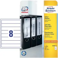 Avery Zweckform AVERY ultragrip Ordnerrugetiketten Permanent klevend L6060-25 A4 3,4 x 19,2 cm Wit 30 Vellen à 8 Etiketten