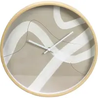 Koopman Wandklok Hout Ø38cm Taupe- Crème Bruin bruin Kunststof Klok