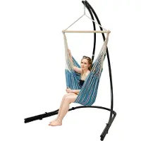 AMANKA xxl Hangstoel met frame Hangstoel voor 2 hangstoelen Hangstoel Blauw Wit