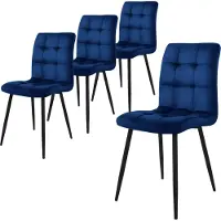ML-Design Set van 4 eetkamerstoelen Quinn velvet | fluweel blauw 41x89x49 cm eetkamerstoelen | NADUVI