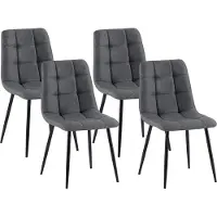 CLP Antibes Set van 4 Eetkamerstoelen - Zonder armleuning - Metaal frame - Stof/donkergrijs