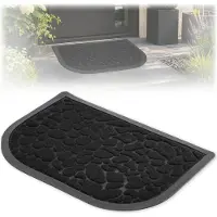 Kadax Deurmat, entreemat van robuust polyester met rubberen zijde, duurzame vuilvangmat, keuze uit 6 verschillende patronen, deurmat (halve cirkel 60 x 40 cm, zwart)