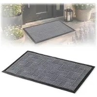 Kadax Deurmat, Entreemat van robuust polyester met rubberen zijde, duurzame vuilvangmat in 6 verschillende patronen naar keuze, deurmat, rechthoekig, 75 x 45 cm, grijs