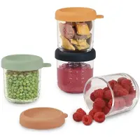 Beaba Bewaarpotjes Glas 250ml Color Mix 4st