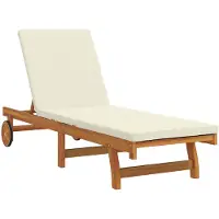 vidaXL Ligstoel Bruin en Crème 199 x 63 x 85 cm Massief Acacia Hout