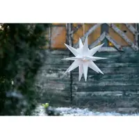 Novaliv Kerstster LED decoratieve ster 25cm wit voor BUITEN kabel met transformator 3D ster 18-puntige verlichte ster kerstverlichting winterverlichting 3D ster kerstverlichting kerstverlichting