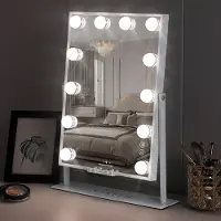 Vanitii Hollywood Arch make-upspiegel - Uitgerust met intelligente Bluetooth - Drie Licht Instellingen - 360 graden Gratis Rotatie - 10x Vergroting Vanity Spiegel - Beste Gift - 30cm x 41cm Wit
