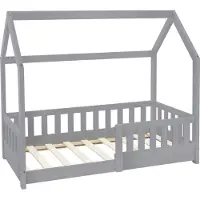 ML-Design Kinderbed Home | hout grijs 145x78x127 cm kinderbedden | NADUVI