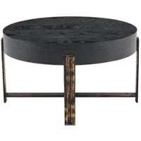 OKWISH Bijzettafel Rond – Moderne Minimalistische Look – Voor Woonkamer En Slaapkamer – MDF Zwart Met Metalen Kruispoot – Ø 68×39 cm