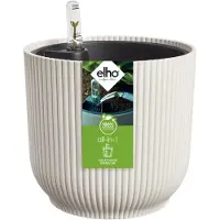 Elho All-in-1 Vibes Rond 25 + Swi 24 - Bloempot met Watermeter - 100% Gerecycled Plastic - Ø 25 cm - Linnen wit