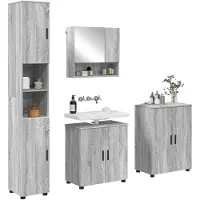vidaXL Badkamermeubel Set 4 st Grijs Sonoma 61 x 35 x 64 cm
