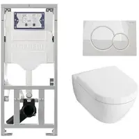 Villeroy & Boch Subway 2.0 Compact met zitting toiletset met geberit inbouwreservoir en sigma 01 drukplaat wit 0701131/1024233/1025456/0700518/