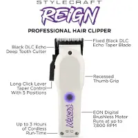 StyleCraft Reign Clipper Wit – Professionele Draadloze Tondeuse – 7.800 RPM – 3 Uur Accuduur