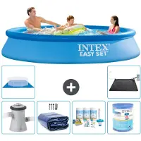 Intex Rond Opblaasbaar Easy Set Zwembad - 305 x 61 cm - Blauw - Inclusief Pomp - Solarzeil - Onderhoudspakket - Filter - Grondzeil - Solar Mat - 7-delig