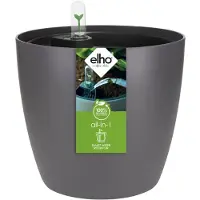Elho All-in-1 Brussel Rond 18 + Swi 17 - Bloempot met Watermeter - 100% Gerecycled Plastic - Ø 18 cm - Antraciet
