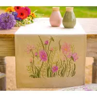 Vervaco - Loper kit Pink flowers - PN-0223023 - Borduren - Borduurpakket - Borduurpakket volwassenen - Borduurpakket kind