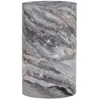 OKWISH Bijzettafel Rond - Marmerlook Tafelblad - Voor Woonkamer/Sofa/Leeshoek - MDF Grijs - Ø30×55 Cm - Antislip Voetjes