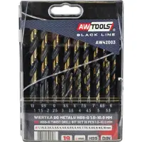 AWTOOLS Premium Serie - Boorbits voor Metaal - HSS M2 - 19-delig - 1,0-10,0mm