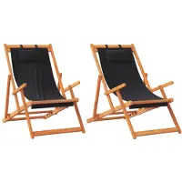vidaXL Klapstoelen, 2 stuks, zwarte bekleding