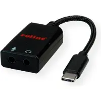 Roline Adapter USB Type C - 2x 3.5mm audio, Male/Female, 0,13 m