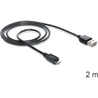 DeLOCK Micro USB naar Easy-USB-A kabel - USB2.0 - tot 2A / zwart - 2 meter