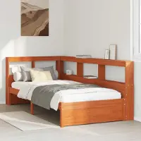 Prolenta Maison Exclusive - Boekenrek-bed met hoofdeinde met opbergruimte, gemaakt van massief grenenhout