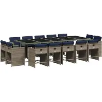 vidaXL 15-delige tuinset met kussens, grijs polyrotan