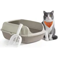Feandrea Open kattenbak met hoge randen en handige schep, XL(50,5 x 37,5 x 19,5 cm)