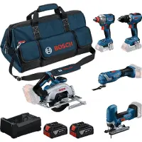 Bosch Kit18v:gsr+gdx+gks+gop+gst+2x5.0+gal Elektrische Gereedschapset