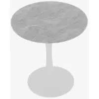 OKWISH Salontafel Rond - Minimalistisch Hoog Model - Voor Woonkamer En Eethoek - Kunstmarmer Grijs Wit - 70 Cm