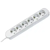 Bachmann SMART stekkerdoos 6x geaard contact, wit, 5 m
