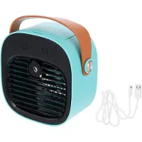 VHV - Luchtkoeler - Mini airco - Mobiele luchtkoeler - Tafelventilator - Draagbaar - Met watertank - Voor bureau en slaapkamer - Thuis en kantoor - Blauw