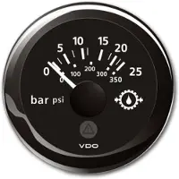 VDO 10-184 Ohm Oil Manometer 0-25bar Zilver 52 mm
