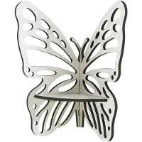 VHV - Wandplank - Hoekplank - Zwevende plank - Vlinder vorm - Houten wanddecoratie - Wandmontage - Voor slaapkamer, woonkamer en badkamer - Decoratief - 23*28cm - Wit