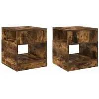 vidaXL Bijzettafel 2 st Rook Eiken 40,5 x 40 x 45 cm Bewerkt hout