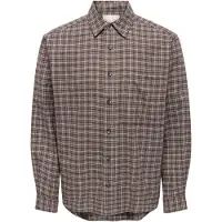 Only & Sons Overhemd 'ONSGUDMUND' bruin / offwhite