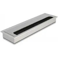 DeLOCK Cable grommet for table mounting with brush 280 x 80 x 28 mm silver