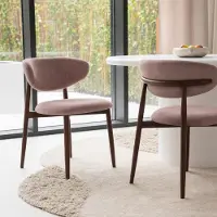 Giga Meubel Eetkamerstoel Alexia Oud Roze/Walnoot Faux Fur