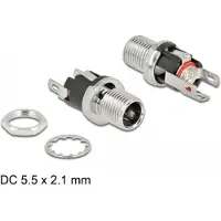 DeLOCK Connector DC 5.5 x 2.1 x 12.0 mm female bulkhead soldering version