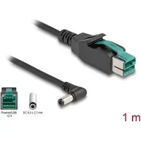 DeLOCK PoweredUSB cable male 12 V to DC 5.5 x 2.1 mm male angled 1 m