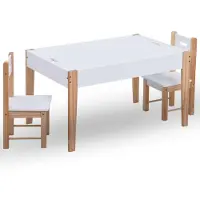 vidaXL 3-delige Kindertafel- en stoelenset krijtbord zwart en wit